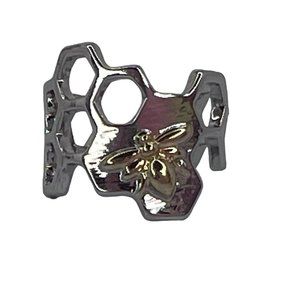 Bumble Bee Ring Adjustable Silver Tone Animal Lovers Jewelry One Size Fits All